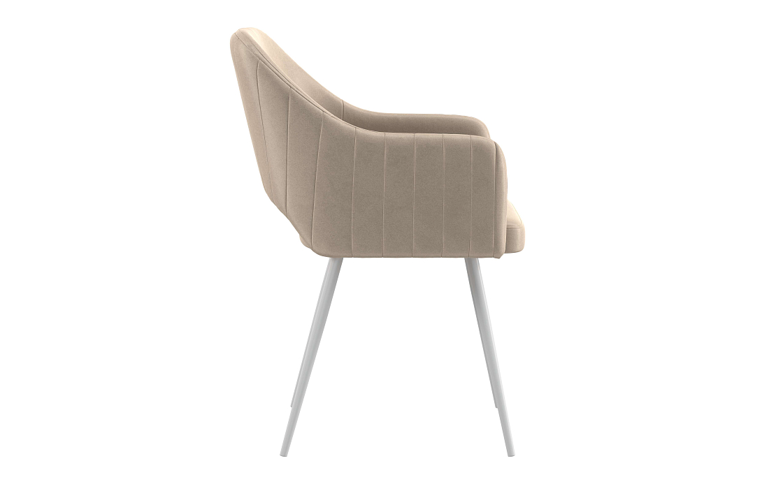 Стул Берта Т велюр конфетти крем/Цвет металл белый